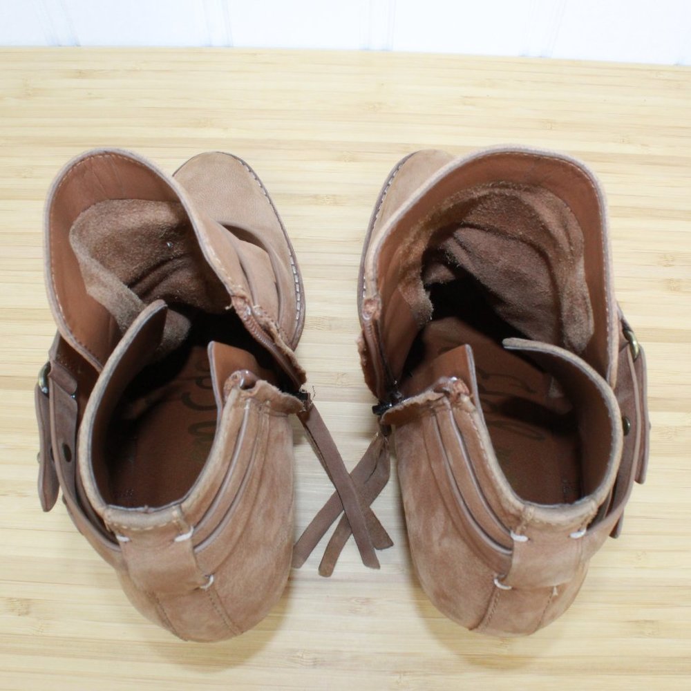 Sam Edelman Merton Brown Suede Nubuck Leather Strap Heeled Boots Size 9 - Picture 10 of 12